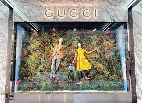 gucci window display glass art|Gucci storefront displays.